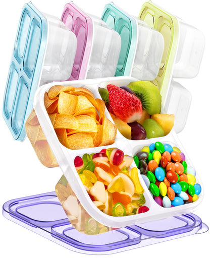 Food storage container — 5 pack divided design in 5 colors for snacks and meals