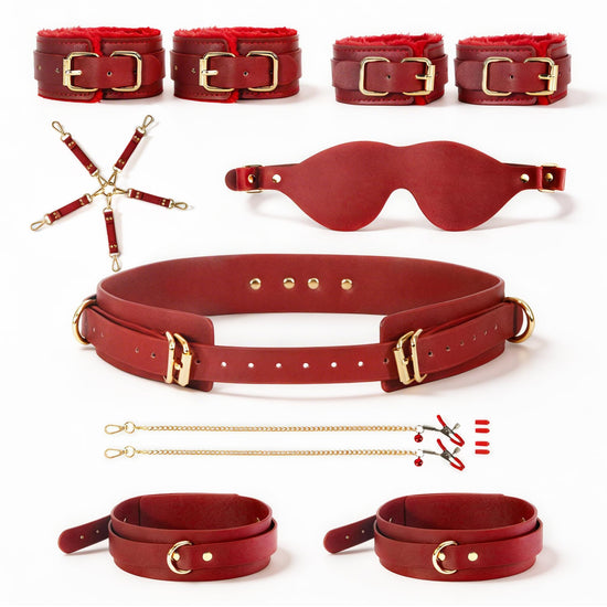 Sex Bondage BDSM Kit 15PCS – Adjustable Bondage Restraints Set with Nipple Clamps, Handcuffs, Ankle & Thigh Cuffs, Waist Belt, Eyepatch, Cross Strap SM Games Adult Sex Toys for Couples Men Women