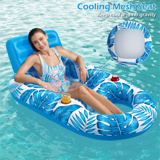 Water flotation device — Jasonwell inflatable lounger with cup holders