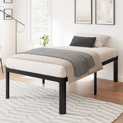 Bed frame — Heavy duty metal platform with round corners and noise free design