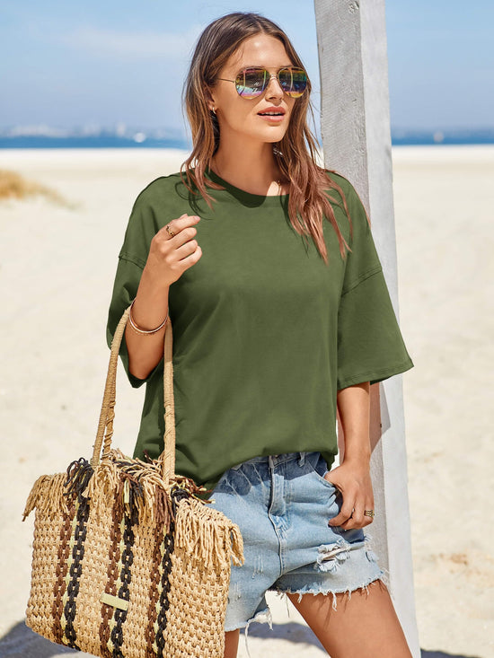 Tankaneo oversized casual t-shirt with side slit