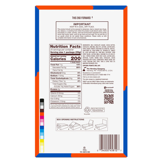 Chocolate candy — Reese's Oreo peanut butter cups in milk chocolate and white creme, 24 count