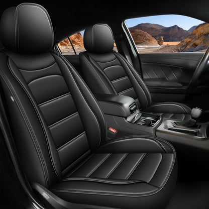AOMSAZTO vehicle seat cover — waterproof leather for Dodge Charger 2006-2025 black 2pcs front seat