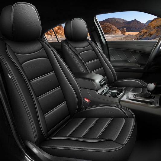 AOMSAZTO vehicle seat cover — waterproof leather for Dodge Charger 2006-2025 black 2pcs front seat