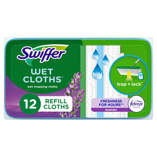 Surface cleaning wipe — Swiffer Sweeper Wet mopping cloth with Febreze lavender scent