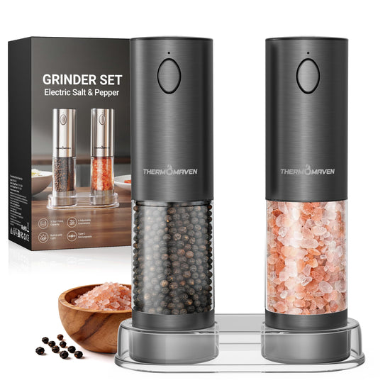 Seasoning mill — Rechargeable electric grinder with adjustable coarseness and LED