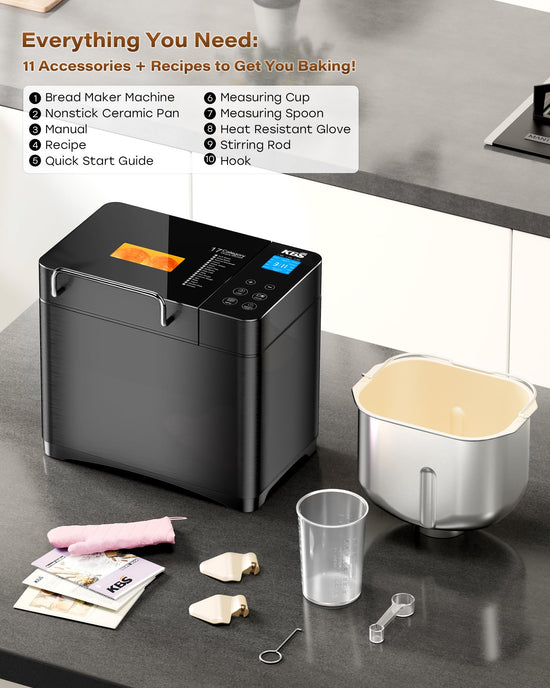 KBS bread making machine — 17-in-1 with dual heaters and stainless steel design