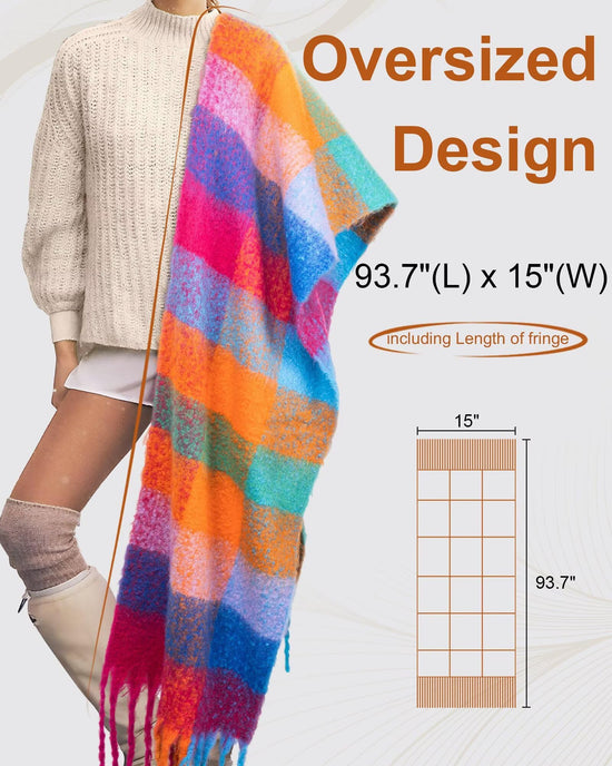 Fullgive winter scarf — colorful chunky blanket style for women