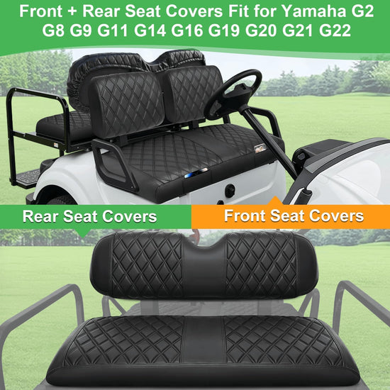 Vehicle seat cover — Thick leather with custom diamond design for Yamaha carts