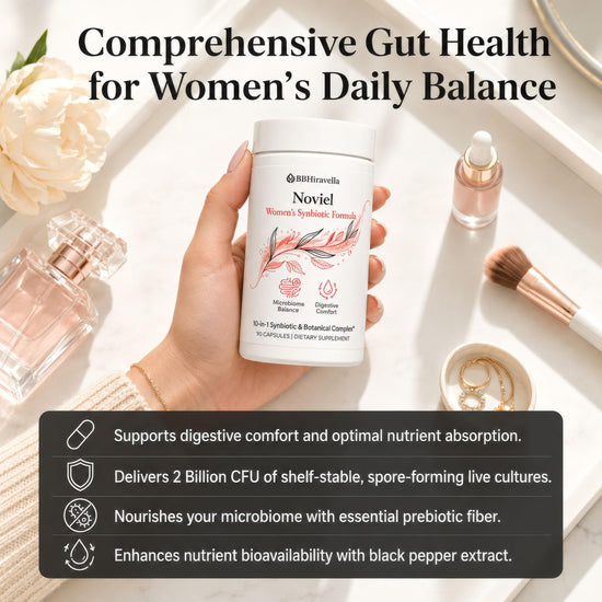 BBHiravella Noviel Gut Health Capsules with Berberine & Bromelain – 10-in-1 Gut Biofilm Support Formula for Women – Digestive Balance & Metabolism Wellness – Vegan Non-GMO, 90 Capsules
