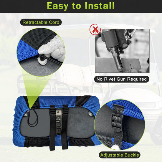 Golf Cart Seat Covers Fit Yamaha G22 G19 G16 G14 G11 G9 G8 G2 Club Car DS Pre-2000 Front Seat Covers Stretchy Breathable Washable Ordinary Cushions Cover No Nails Gun Easy to Install Black & Blue