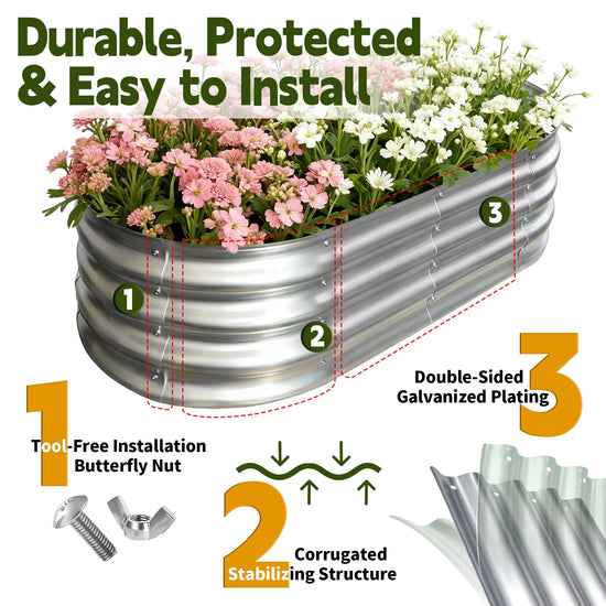 Galvanized Raised Garden Bed — 4×2×1 ft