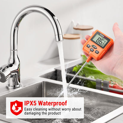 TempPro TP510 waterproof digital candy thermometer with pot clip, 10 probe length