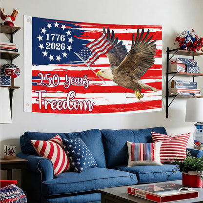 250 Anniversary USA Flag 3x5 Outdoor American Flag Double Sided 3-Ply 1776-2026 250 Years of Freedom Patriotic Flags Banner for 4th of July Memorial Independence Veterans Labor Armed Forces