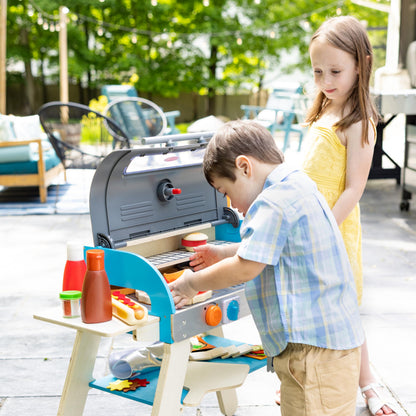 Melissa & Doug pretend play toy — deluxe wooden barbecue grill and pizza oven