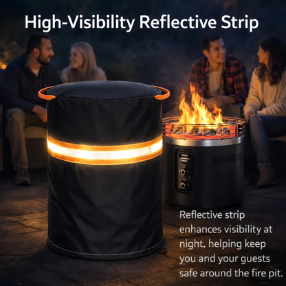 Fire Pit Cover for Ninja Fireside 360 Outdoor Heater，Patio Fire Pit Cover with Drawstring Hem，600d Heavy Duty Waterproof,Outdoor Cover Dust and Rain Protection Black 24" D X 27" H