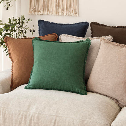 Decorative pillow cover — Set of 2 linen fringe with tassels for boho style decor