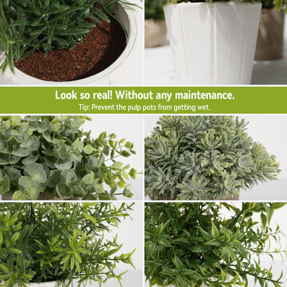 PENGYEE artificial mini potted flowers - 4 pack lavender plants for home office