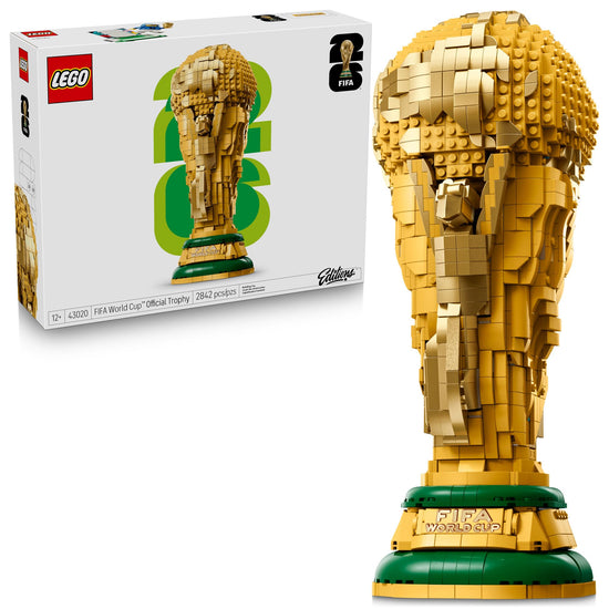 LEGO building block set — FIFA World Cup trophy with 2026 minifigure
