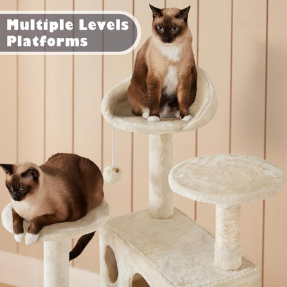 Yaheetech cat tree tower with scratch post for kittens and small pets.