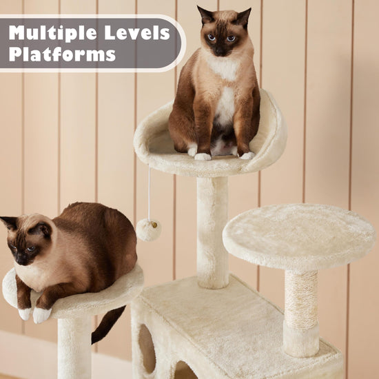 Yaheetech cat tree tower with scratch post for kittens and small pets.