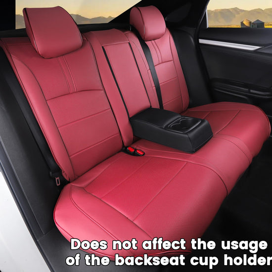 HKZ vehicle seat covers — custom fit wine red leather for Honda Civic Sedan 2016-2021 LX
