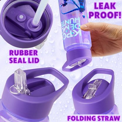 KPop Huntrix water bottle - 25oz leak proof with straw lid for girls