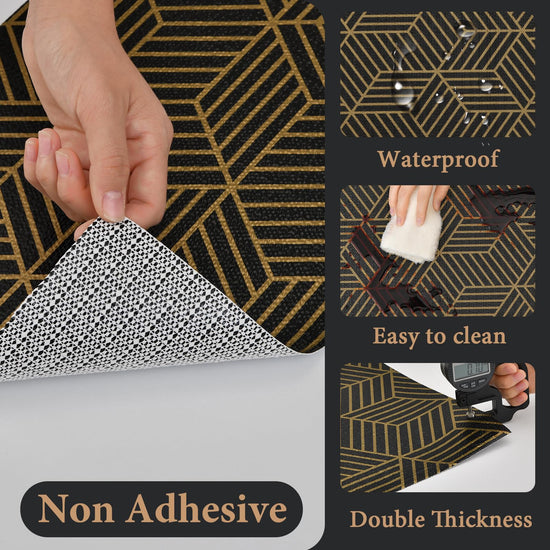 Furniture liner — Non-slip gold geometric design, easy to clean for cabinets and drawers