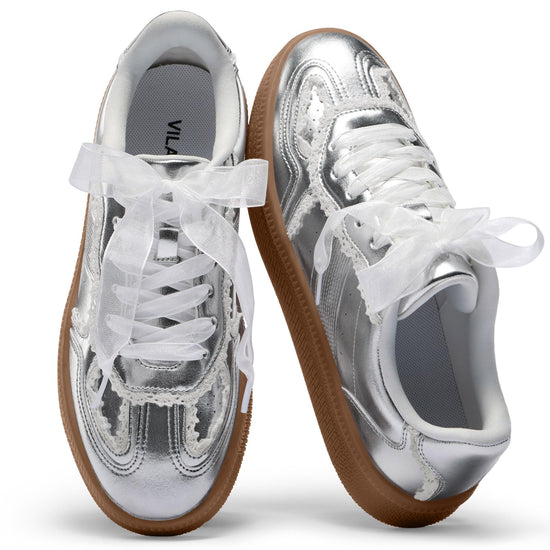 Vilanva women's lace detail sneakers — comfortable casual shoes with gum sole