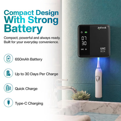 Jetfresh toothbrush holder — UV sanitizer with LED clock display and hot air drying