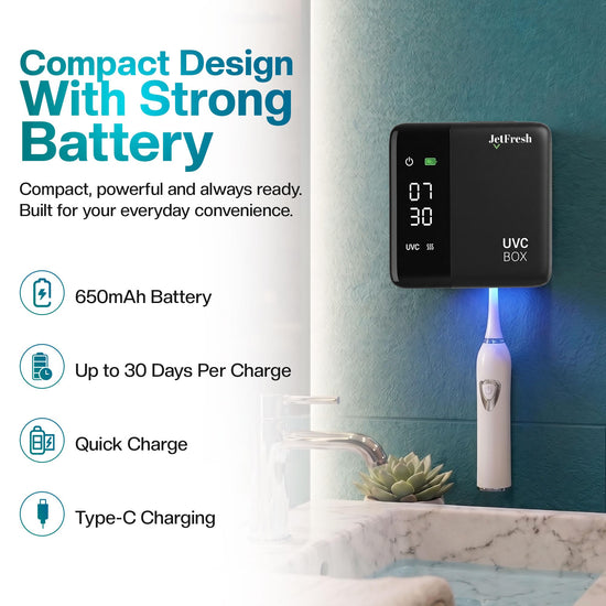 Jetfresh toothbrush holder — UV sanitizer with LED clock display and hot air drying