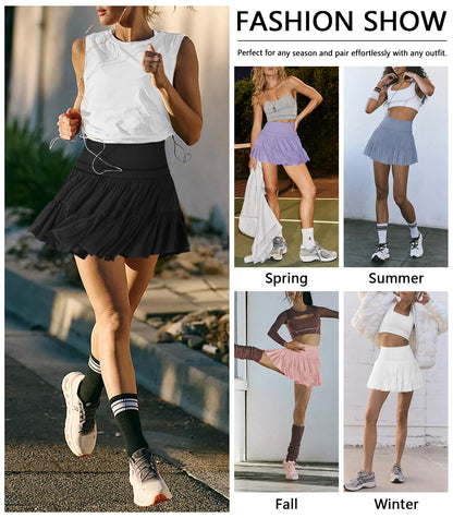 Women's high waisted pleated skort with pockets for athletic activities