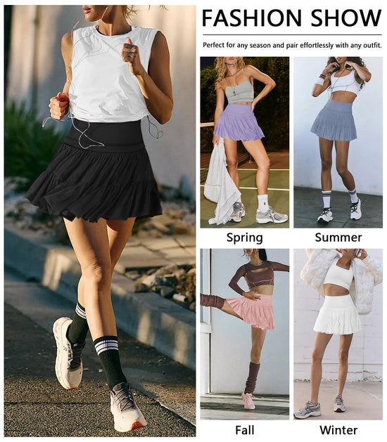 Women's high waisted pleated skort with pockets for athletic activities