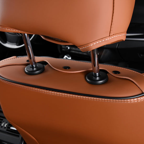 FLORICH vehicle seat covers - waterproof leather in brown and black, 2 pack