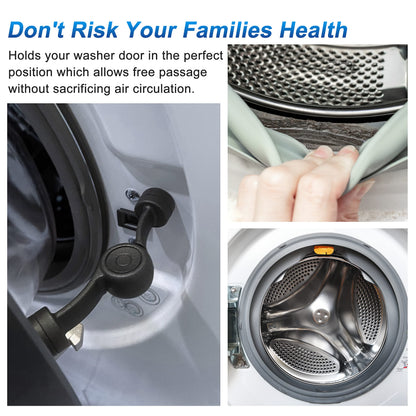 Draduo Front Load Washer Door Prop, Washing Machine Door Prop Open to Prevent Odors with 3 Adhesive Metal Catch, Door Holder to Keep Door Open (Black)