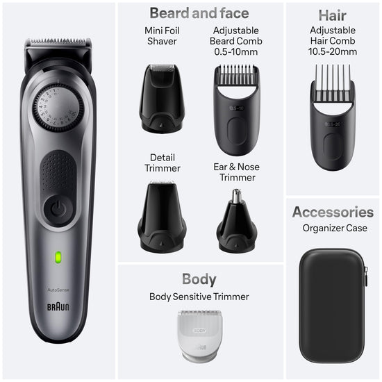 Braun Series 7 74 hair trimmer — stainless steel, waterproof, cordless