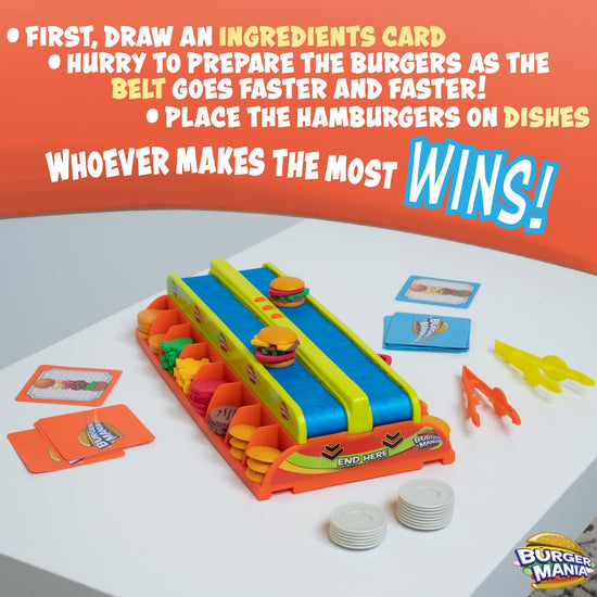 Fotorama Burger Mania — fast-paced conveyor belt competition game for kids 6 and up