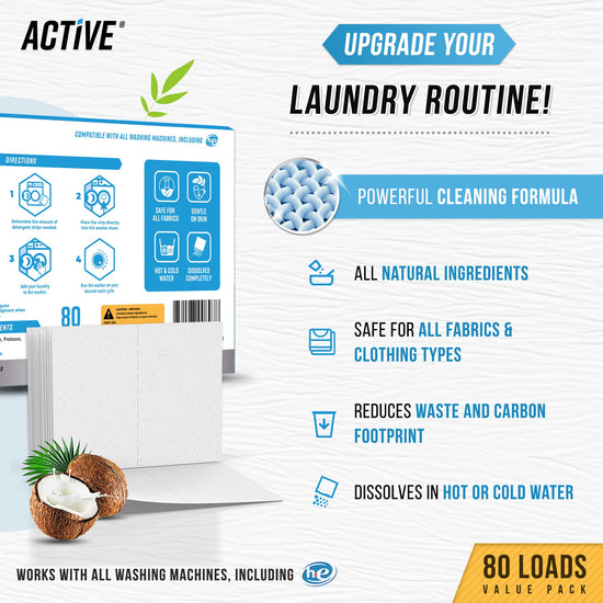 Laundry detergent sheets - eco-friendly dissolvable strips for 80 loads
