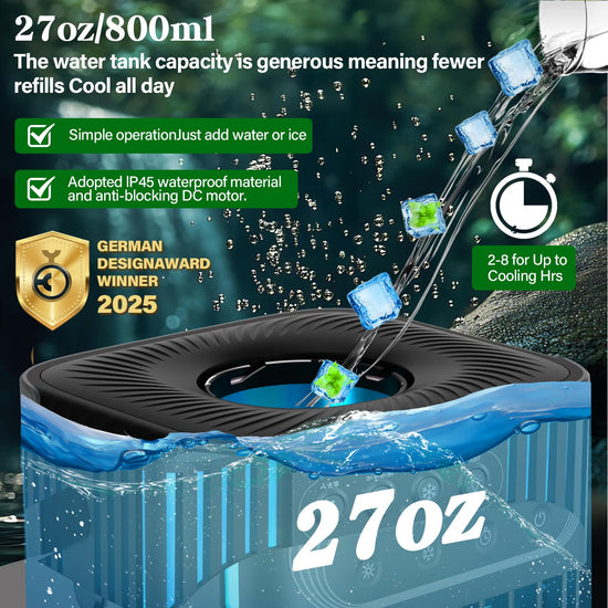 Air cooler — LEAEYFE with 3 speeds and 800ml water tank, 120° oscillation