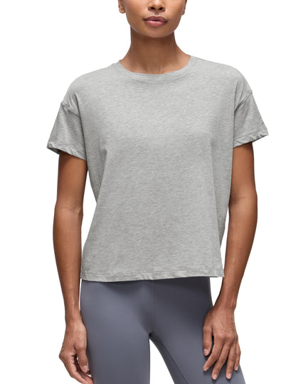 CRZ YOGA relaxed pima cotton shirt for women in casual short sleeve style