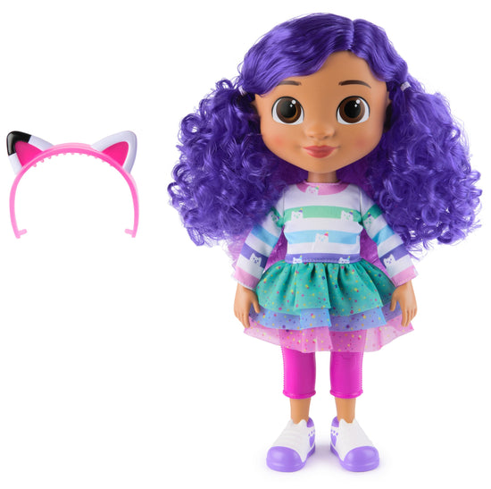 Gabby's Dollhouse toy figure - 13-inch Gabby girl doll with sound effects and reversible cat ears