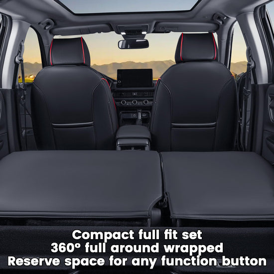 HKZ Fit CRV car seat covers - Leather in Scottish style black/red for Honda CR-V 2023-2026 models