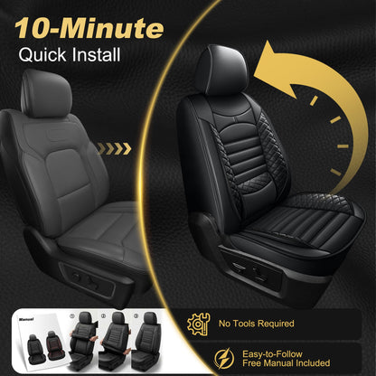 AOMSAZTO vehicle seat cover - Full set for Dodge RAM 2002-2025 Crew Cab with curved bench, black
