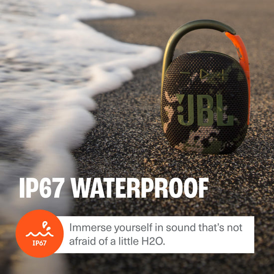 JBL Clip 4 — portable mini Bluetooth speaker with carabiner and waterproof design