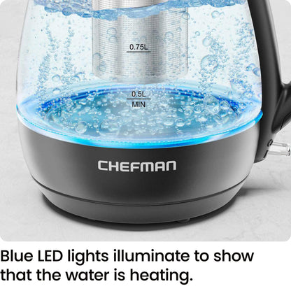 Chefman electric water boiler with tea infuser and boil-dry protection