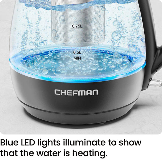 Chefman electric water boiler with tea infuser and boil-dry protection