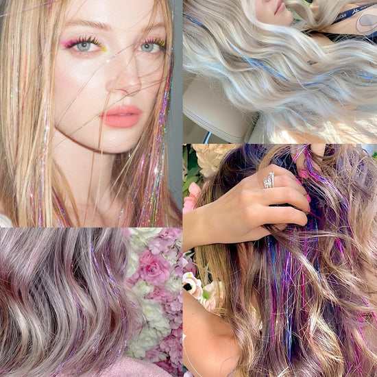 Hair extension — 18 colors hair tinsel kit with 7600 strands for girls