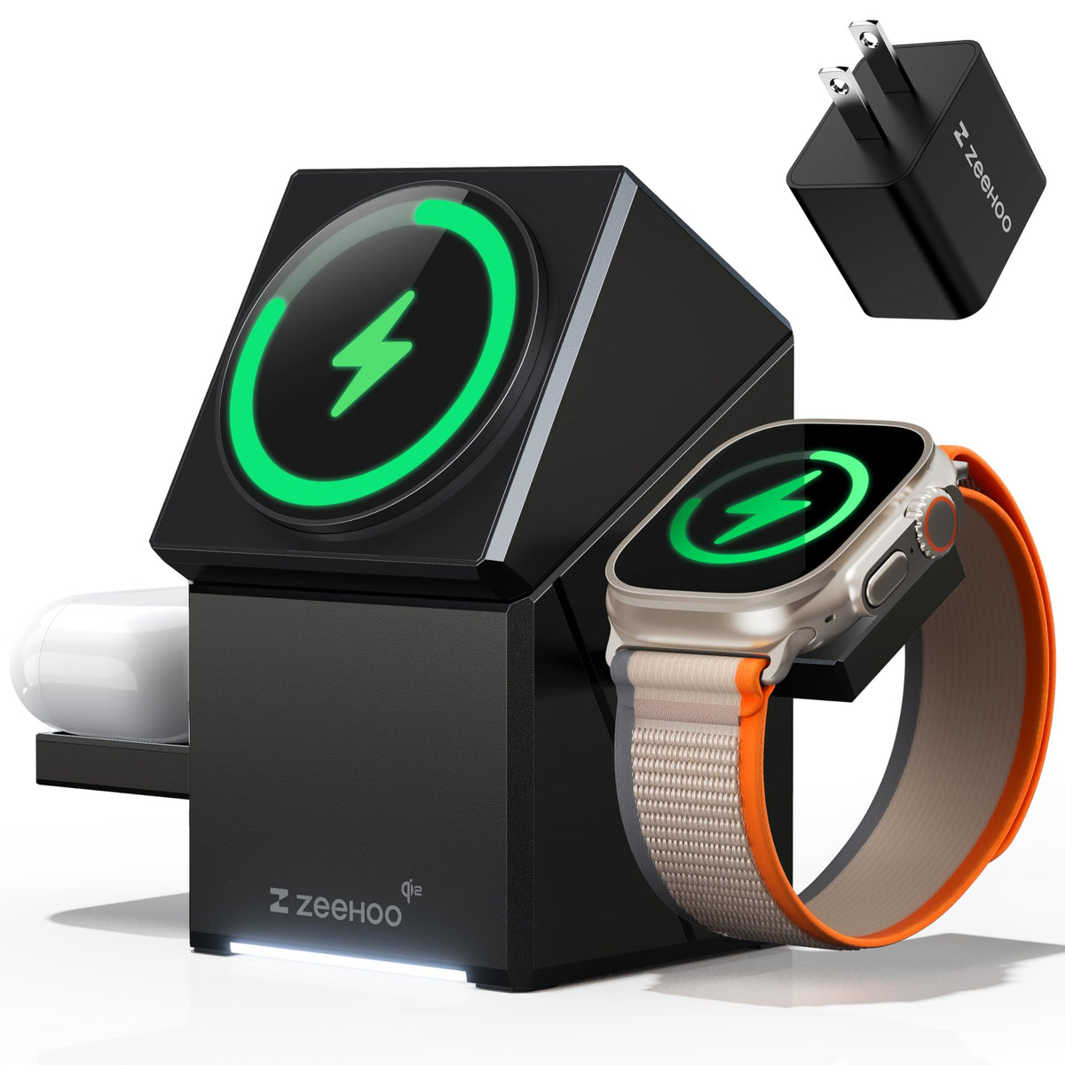 ZEEHOO charging adapter with MagSafe support and Qi2 15W fast wireless charging