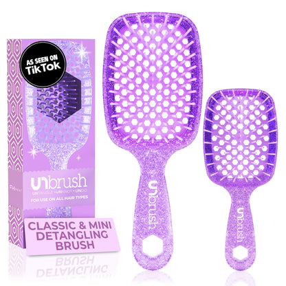 FHI Heat - UNbrush detangling brush combo pack — DuoFlex anti static hair brush and vented detangler brush for pain-free styling.