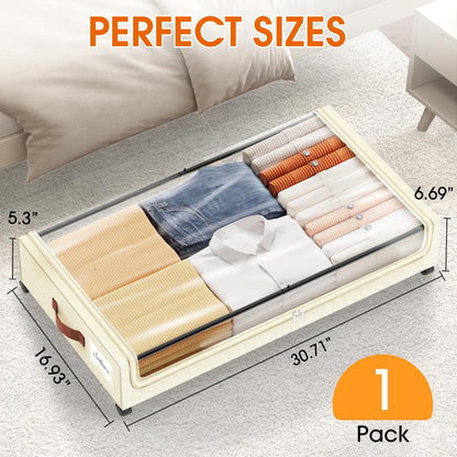 Storage box — Under bed drawers with wheels and clear window